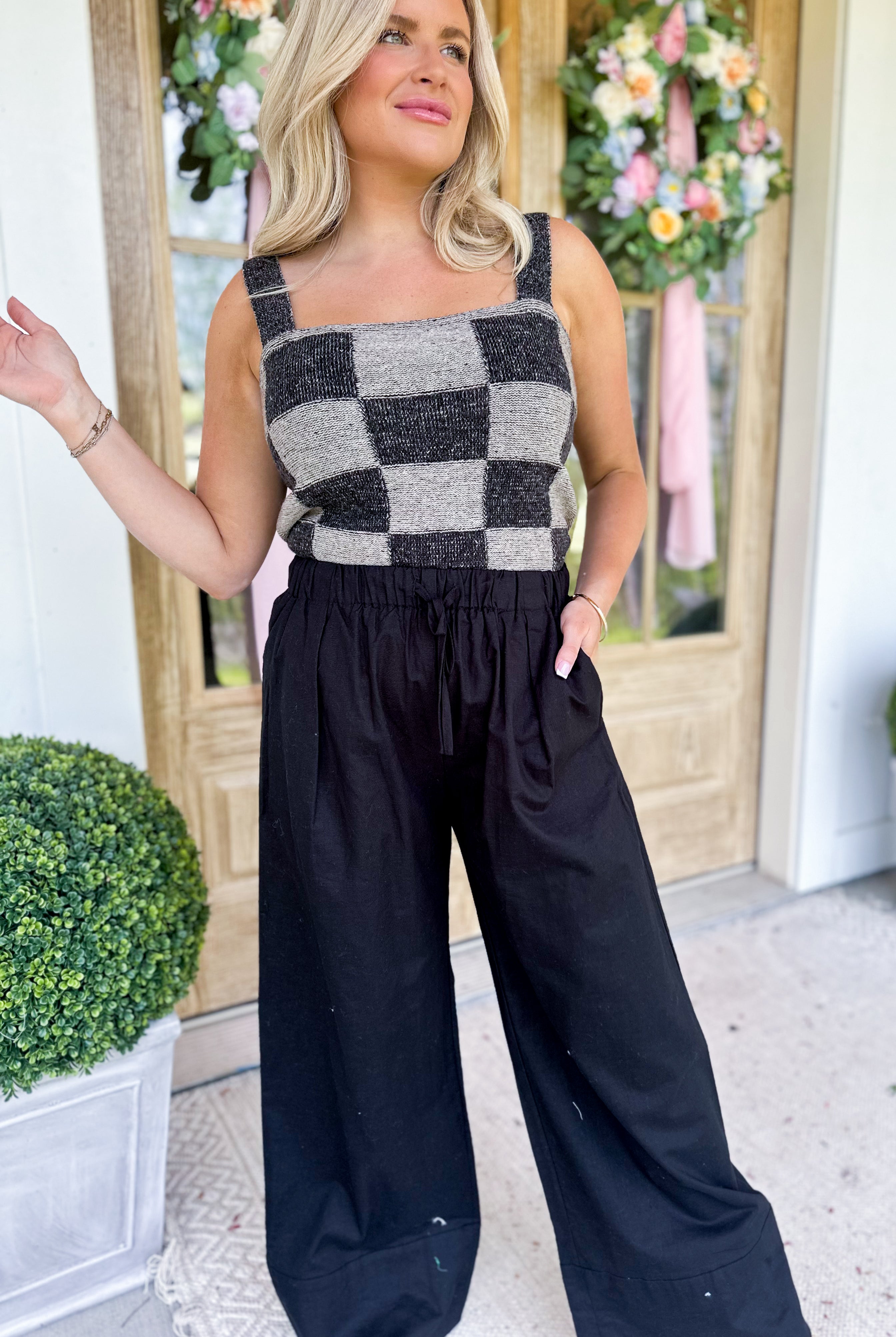 Winifred High Waisted Wide Leg Drawstring Waist Pants - Be You Boutique