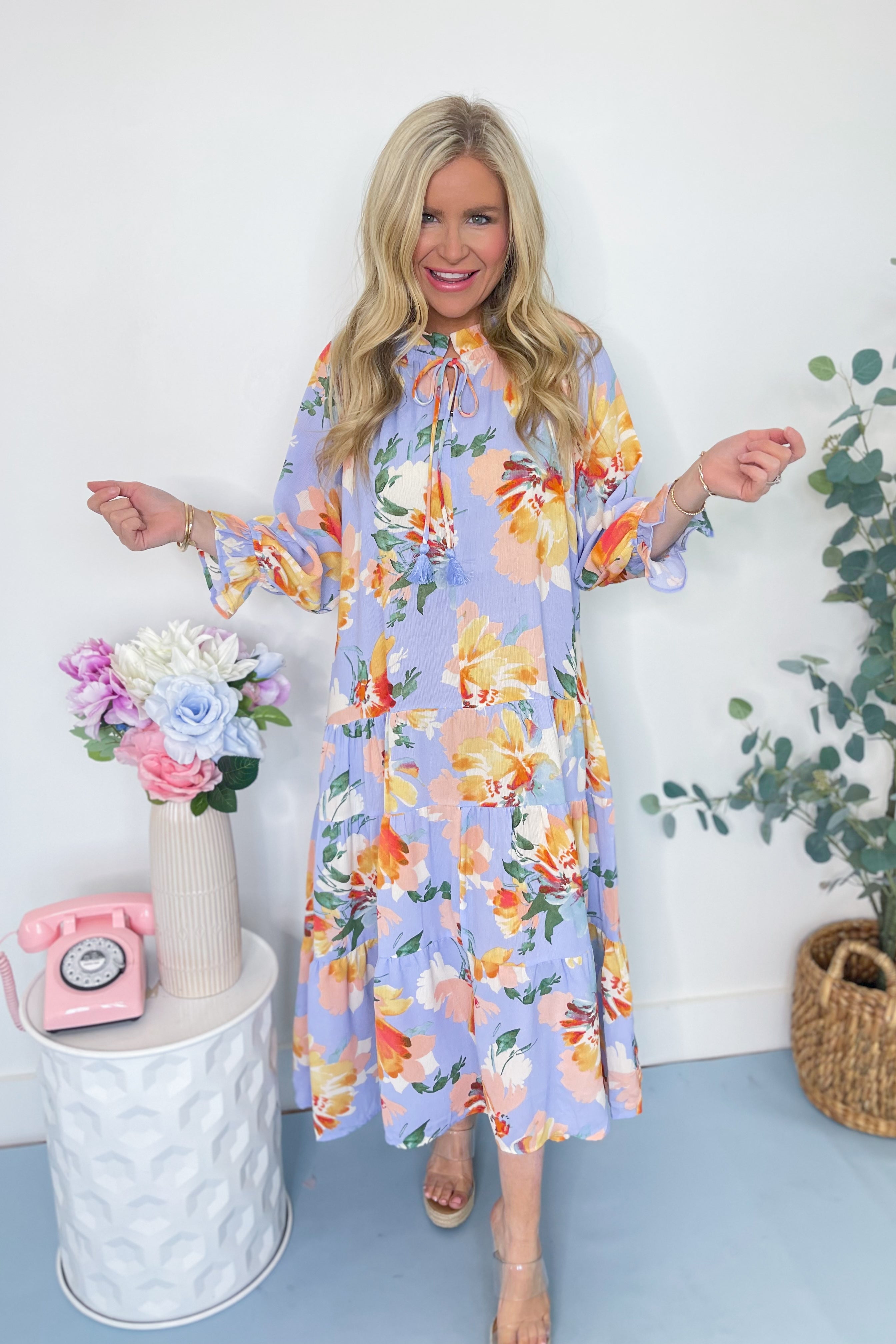 Deanna Floral Print Bubble Sleeve Tiered Maxi Dress *FINAL SALE* - Be You Boutique