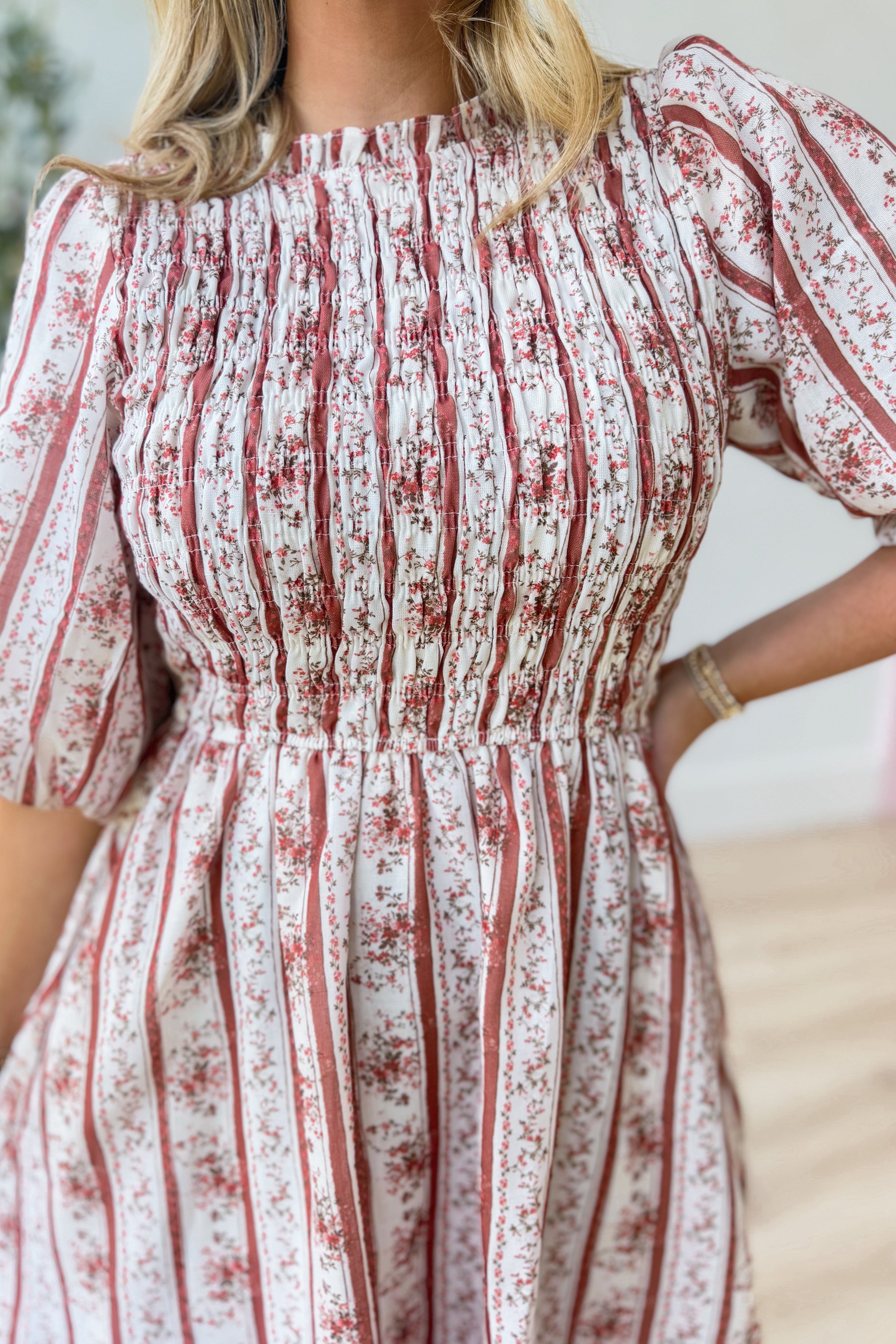 Rhonda Floral Ruffle Trim Dress - Be You Boutique