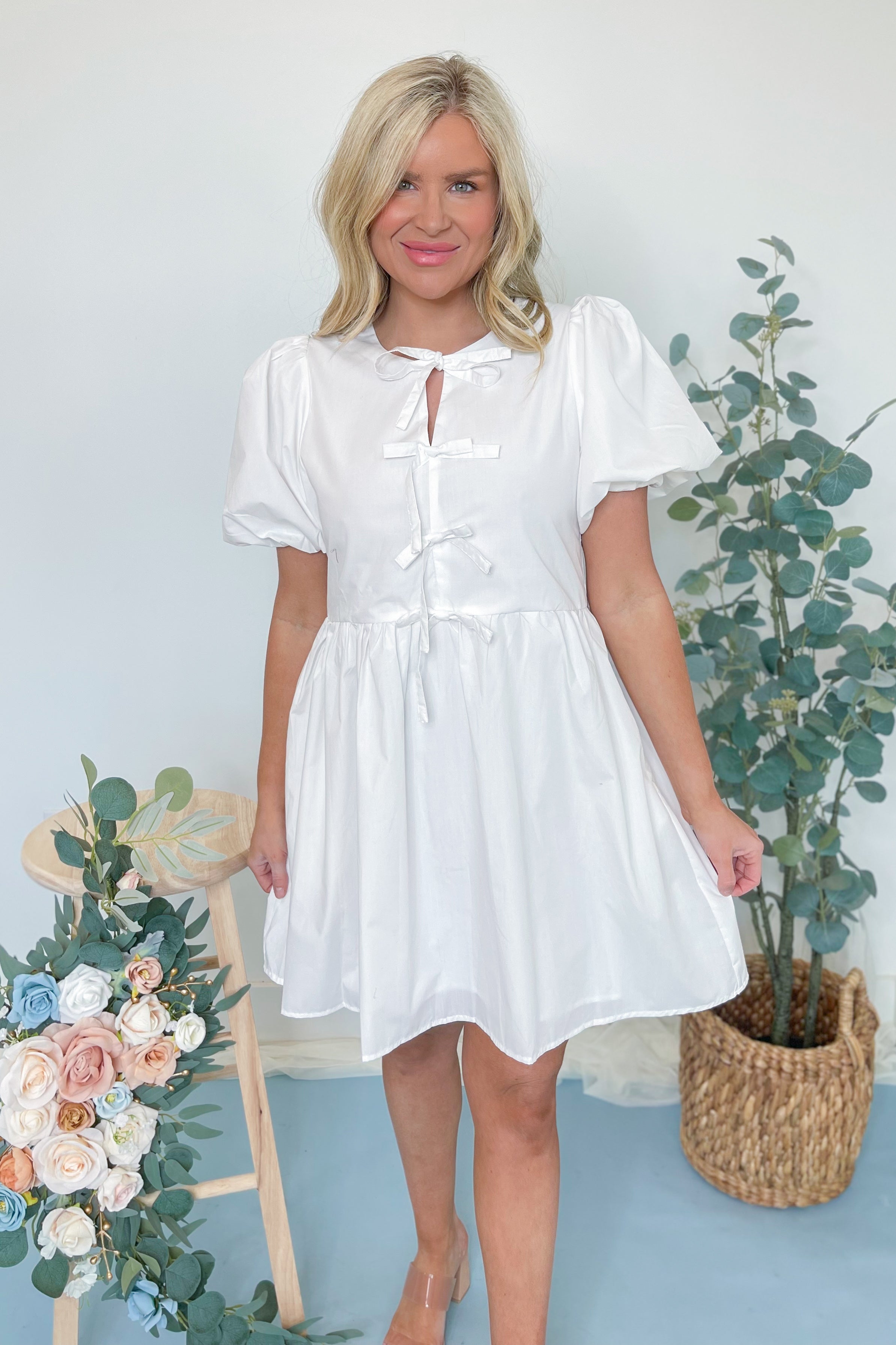 Zara Bubble Sleeve Ribbon Detail Dress - Be You Boutique