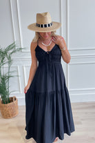 Helen Shirred Front Tie Sleeveless Midi Dress - Be You Boutique