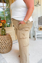 Mateo Mineral Washed Wide Leg Cargo Pants - Be You Boutique