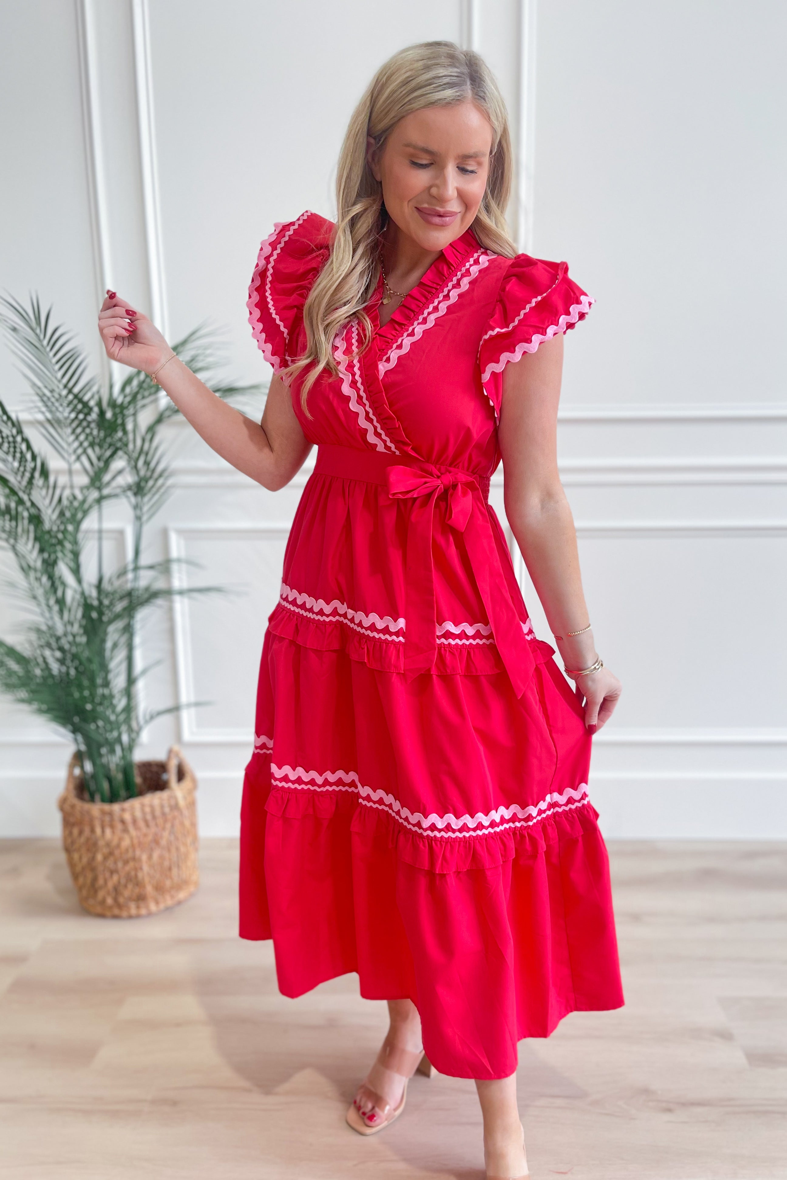 Courtney Ric Rac Trim Midi Dress - Be You Boutique