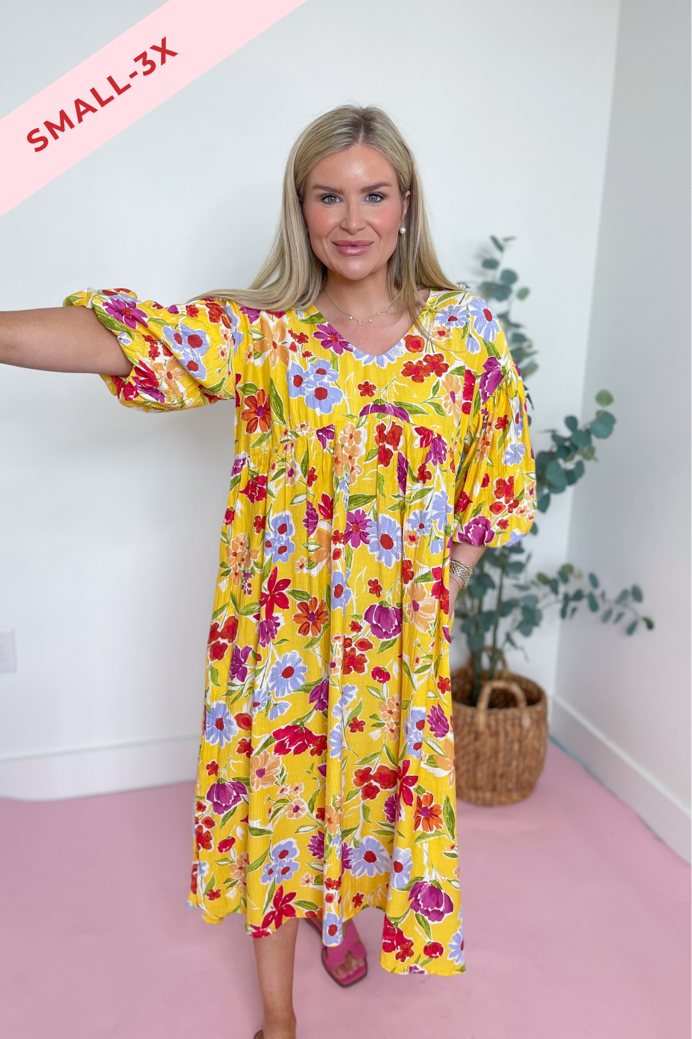 Serena Blossom Print Bubble Sleeve Maxi Dress - Be You Boutique