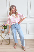 Callie Striped Half Sleeve Knitted Top - Be You Boutique