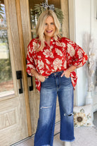 Gentry Printed Mirabelle Satin Long Sleeve Blouse [S-3X] - Be You Boutique