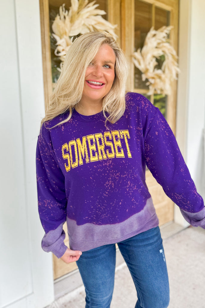 Somerset Sprinkle Bleached Dipped Long Sleeve Sweatshirt Top - Be You Boutique