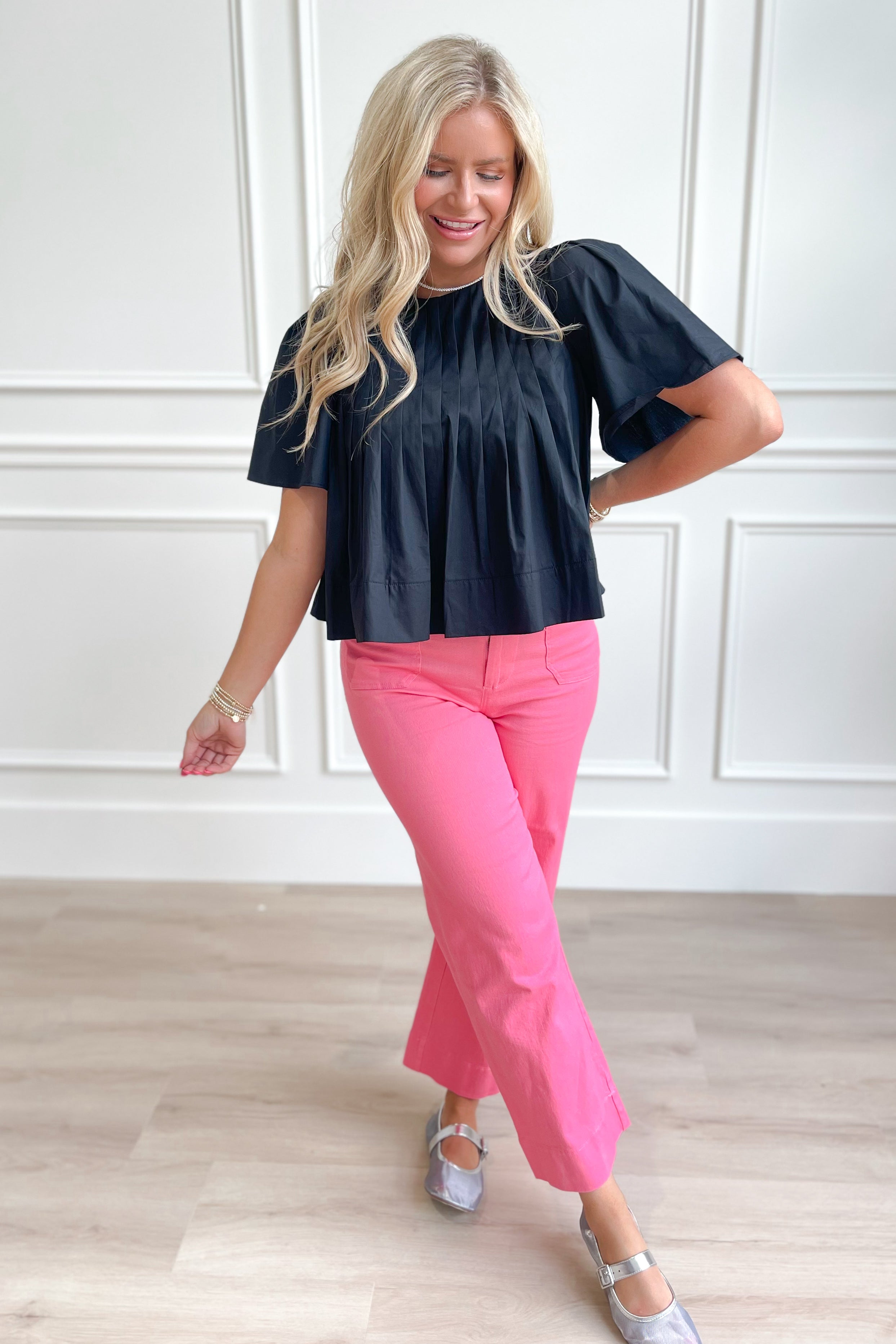 Lulu Pleated Short Sleeve Top - Be You Boutique