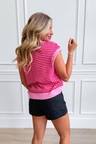 THINGS BETWEEN Serena striped button-down sweater top from the 131 Spring Sweaters collection, featuring a stylish knit design.