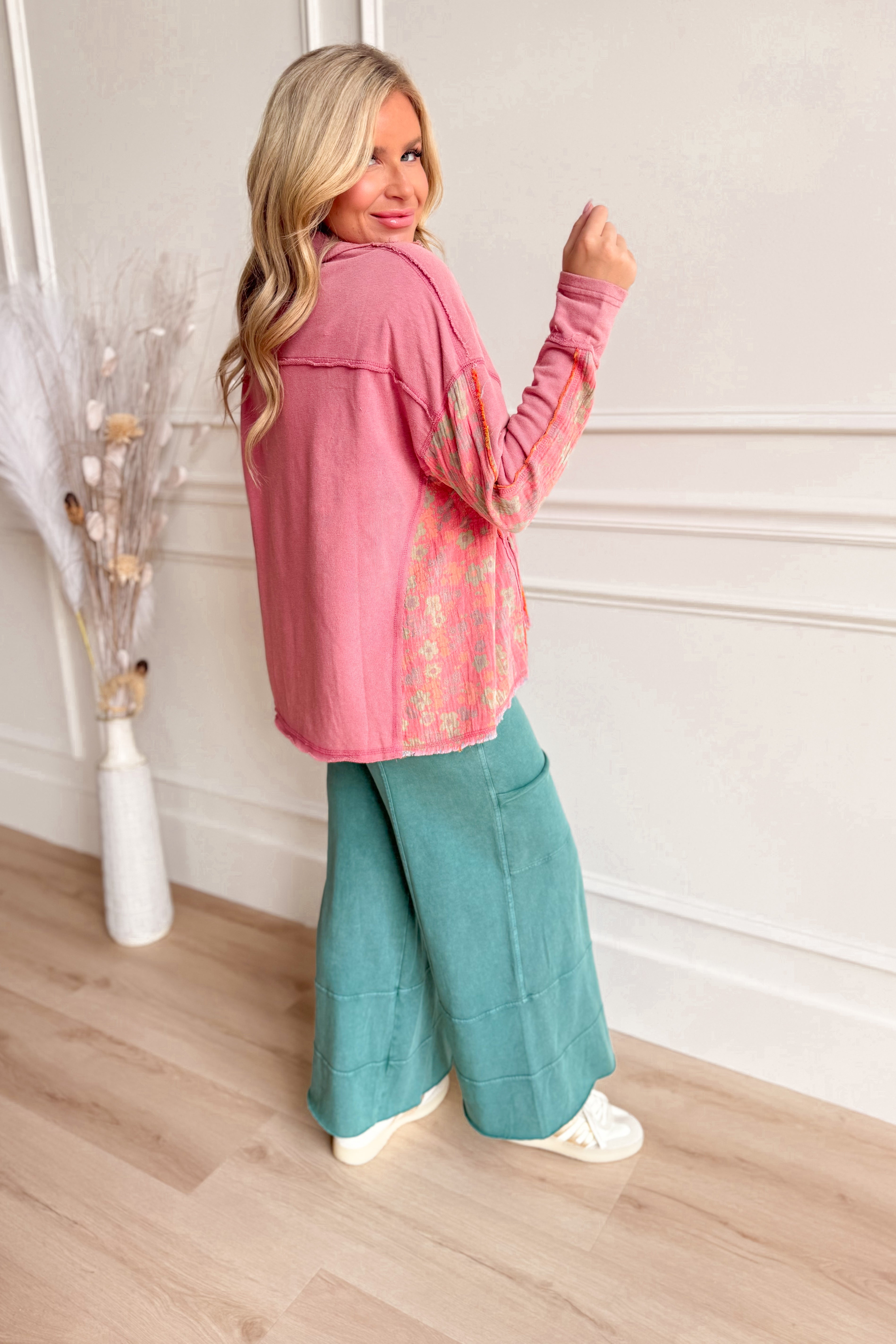 Rachel Mineral Wash Snap Button Pullover - Be You Boutique