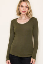 Corrine Scoop Neck Ribbed Long Sleeve - Be You Boutique