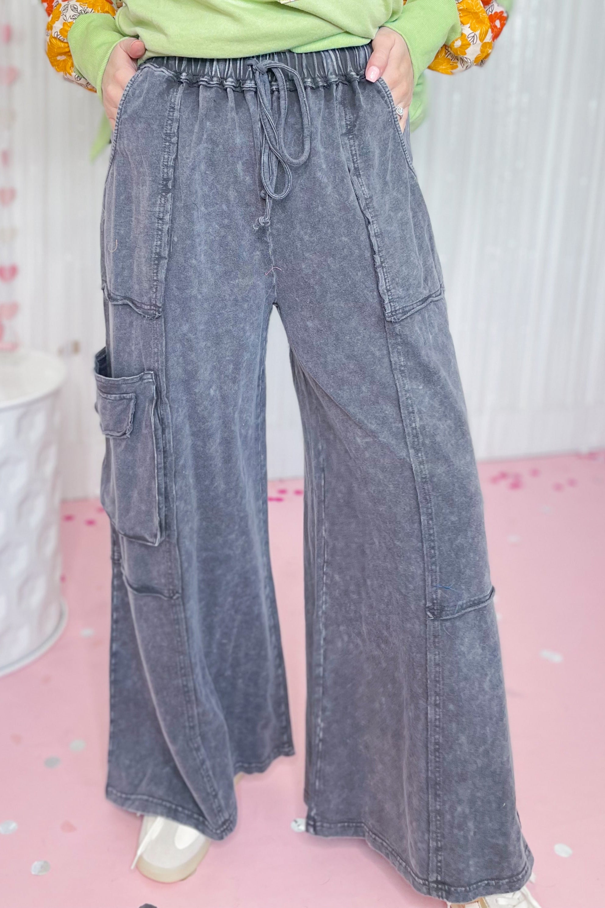 Mike Mineral Washed Terry Knit Pant Bottoms - Be You Boutique