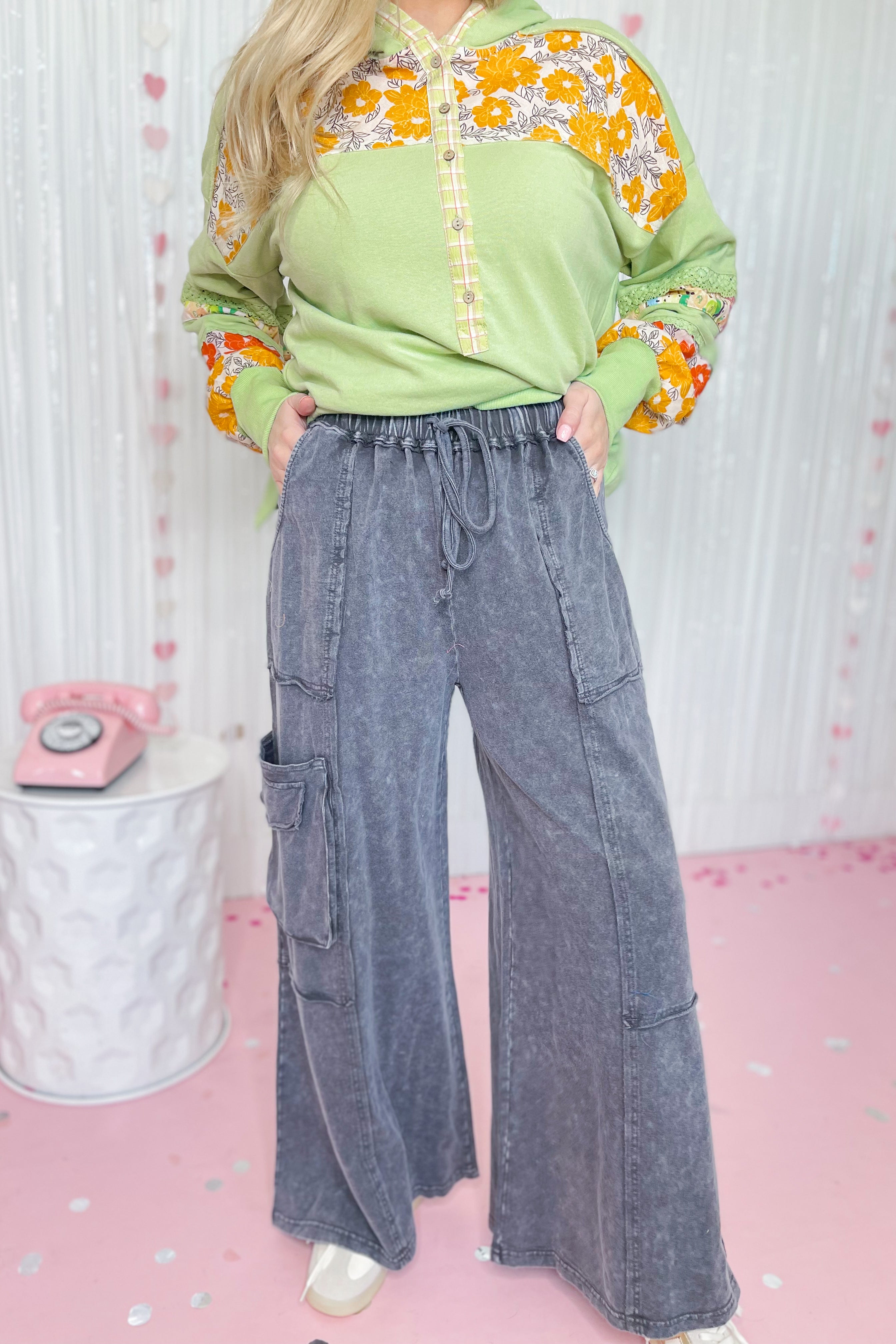 Mike Mineral Washed Terry Knit Pant Bottoms - Be You Boutique