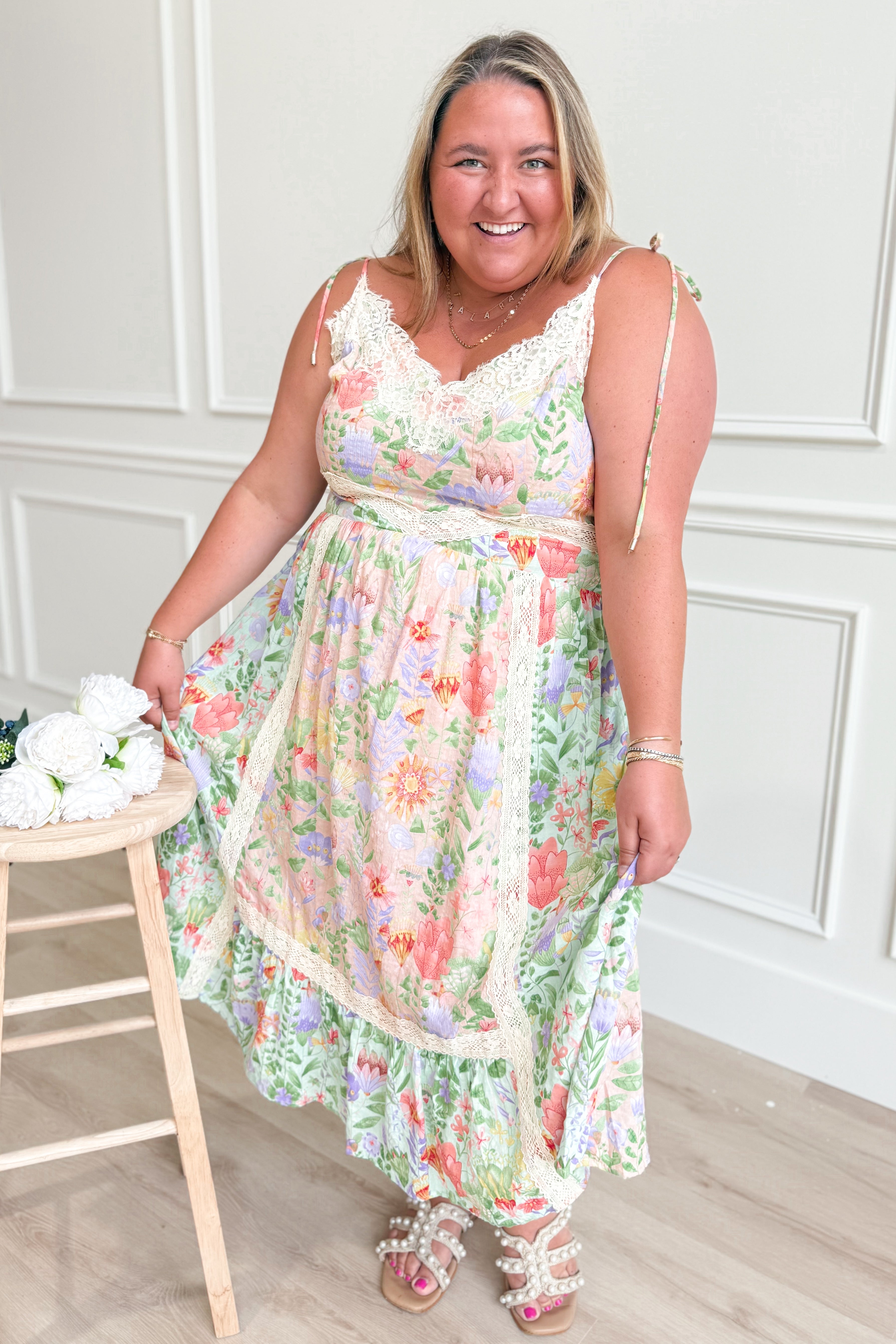 Gretta Garden Floral Midi Dress - Be You Boutique