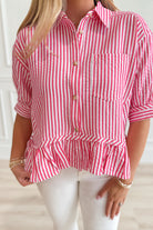 Alayna Striped Ruffle Trim Top - Be You Boutique