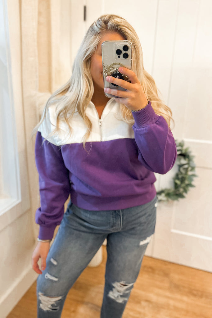 Jordan Quarter Zip Collared Color Block Sweatshirt - Be You Boutique