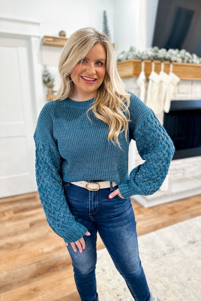 Axel Crochet Long Sleeve Knit Sweater Top - Be You Boutique