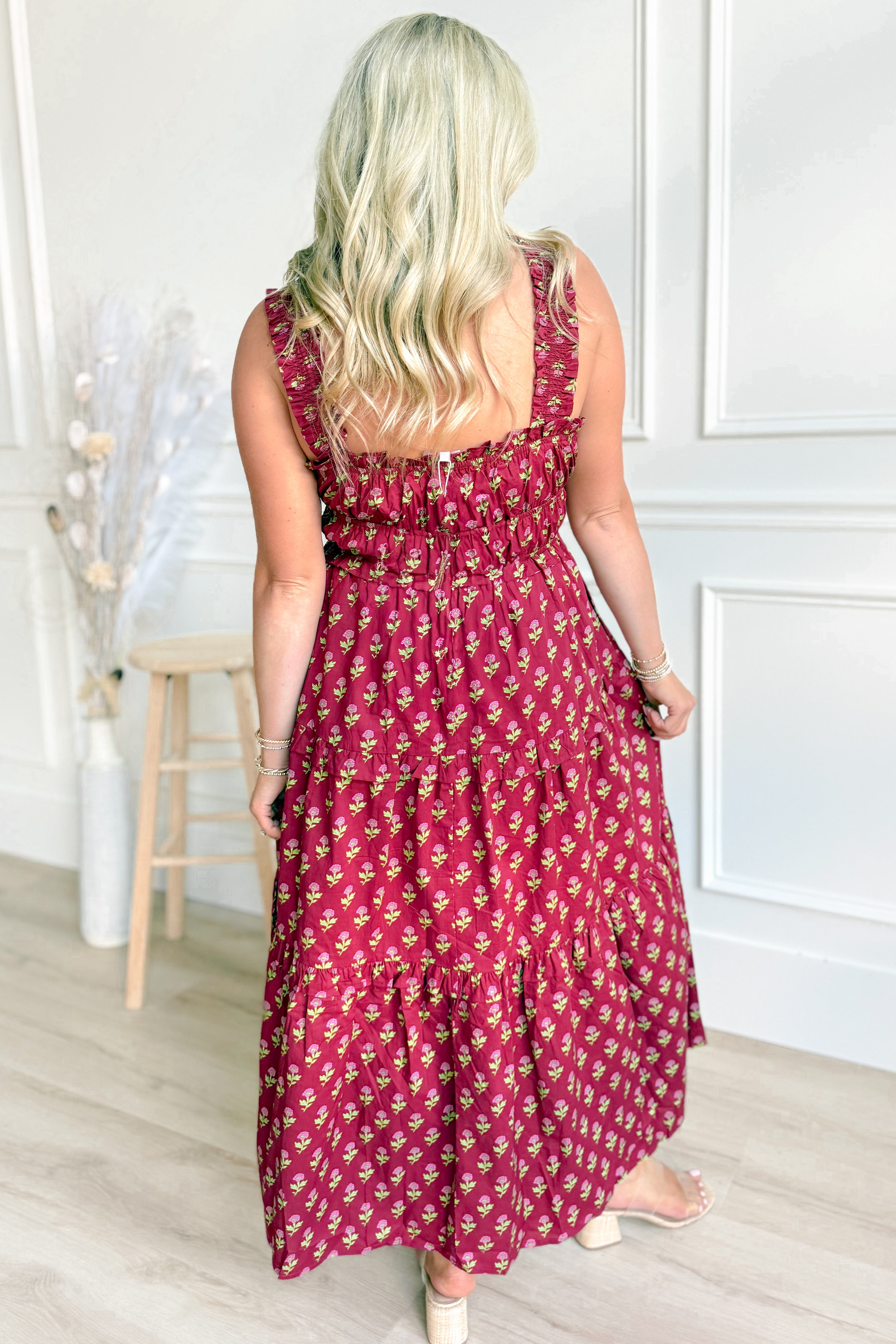 Lulu Floral Tiered Midi Dress - Be You Boutique