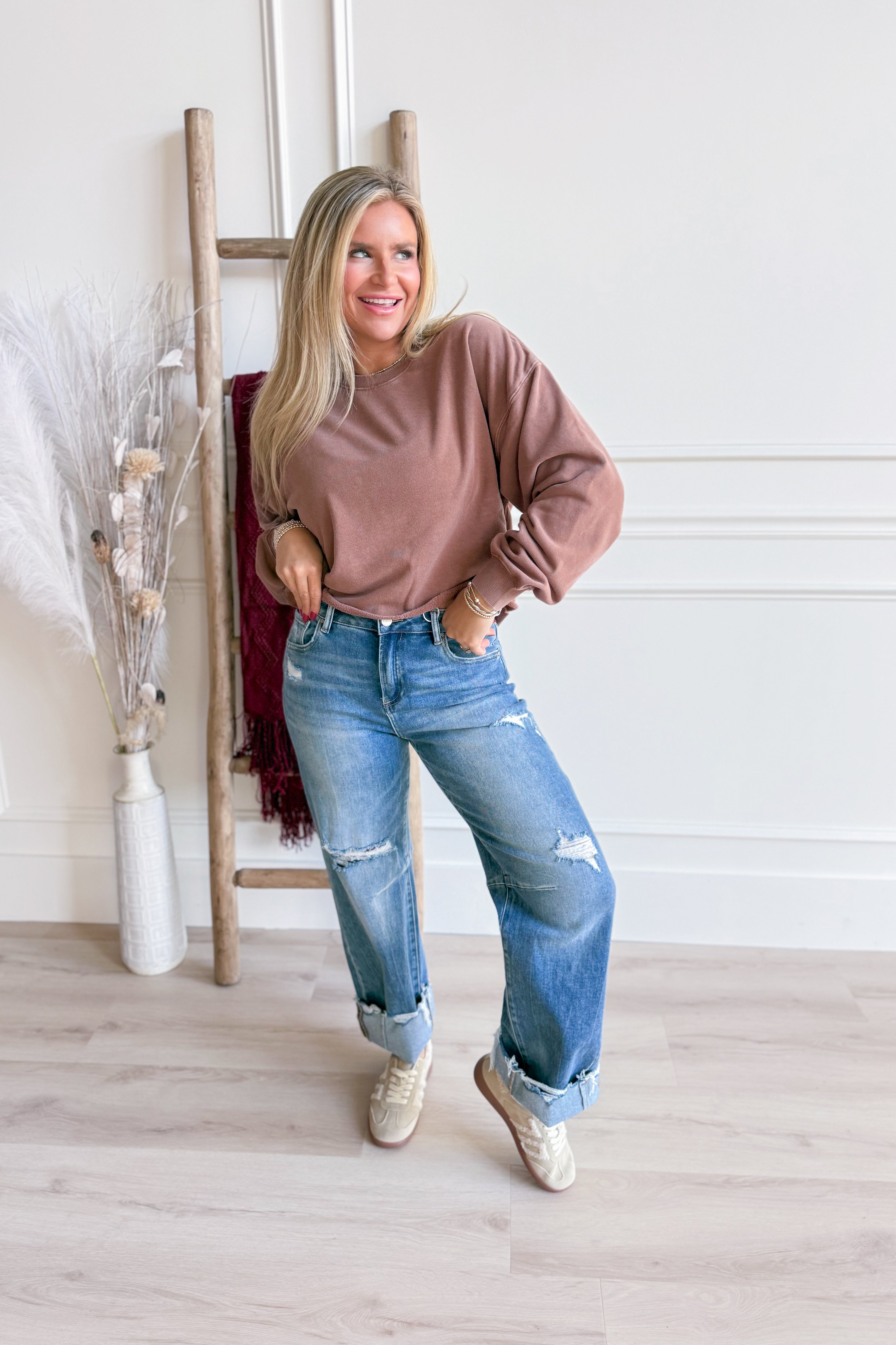 Terry Round Neck Pullover - Be You Boutique