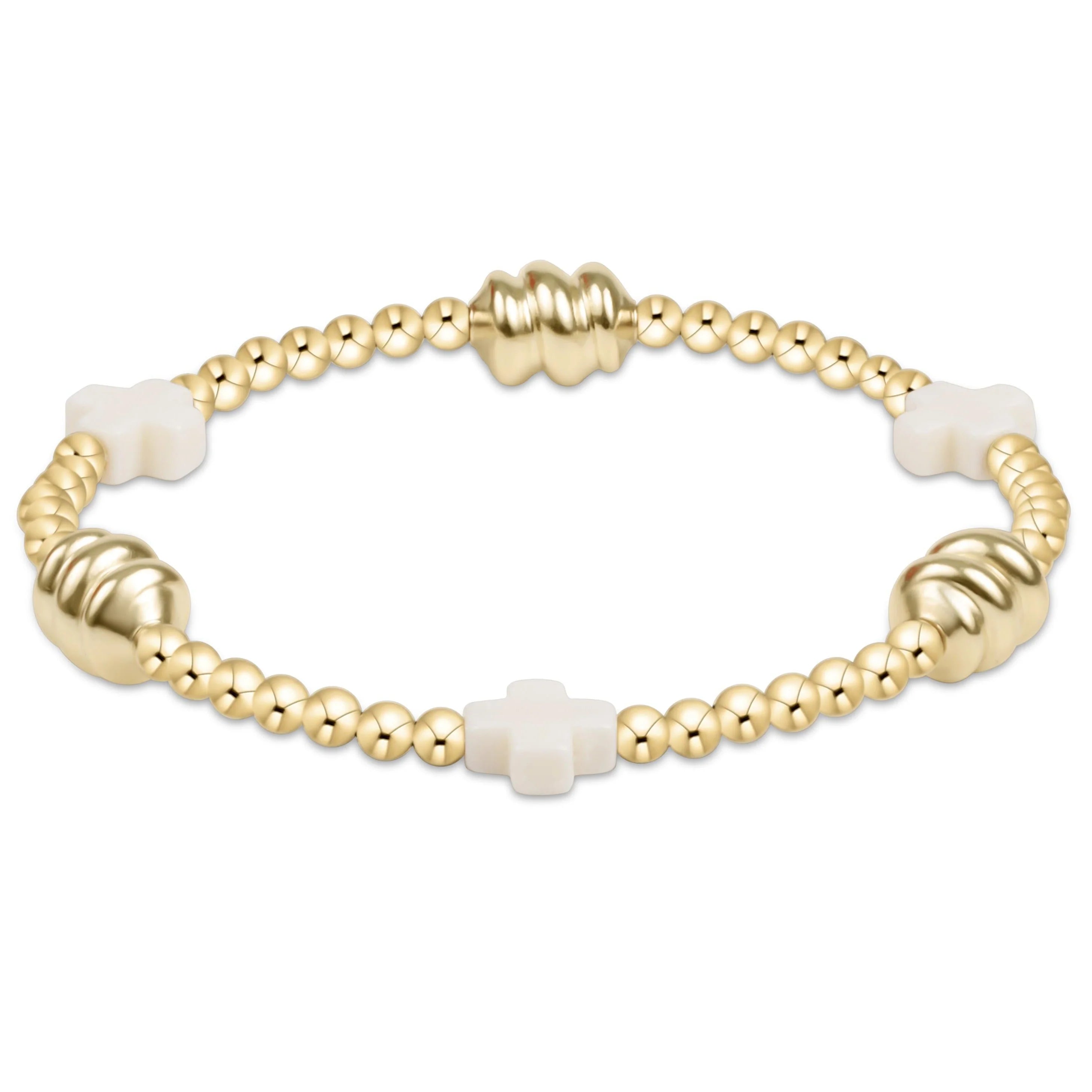 Enewton 3mm Signature Cross Admire Gold Off White Bracelet - Be You Boutique