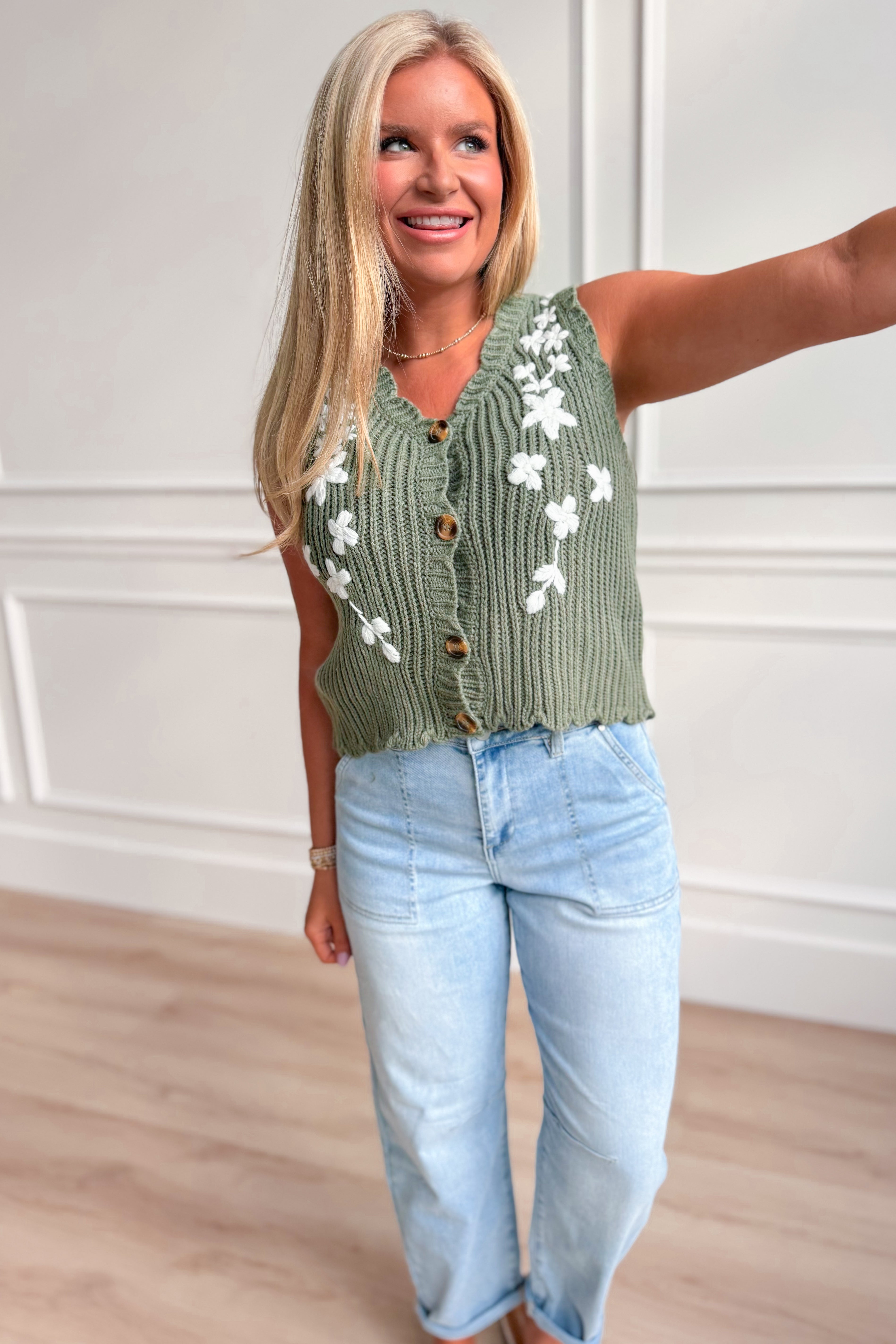 Linda Flower Knit Sweater Vest - Be You Boutique