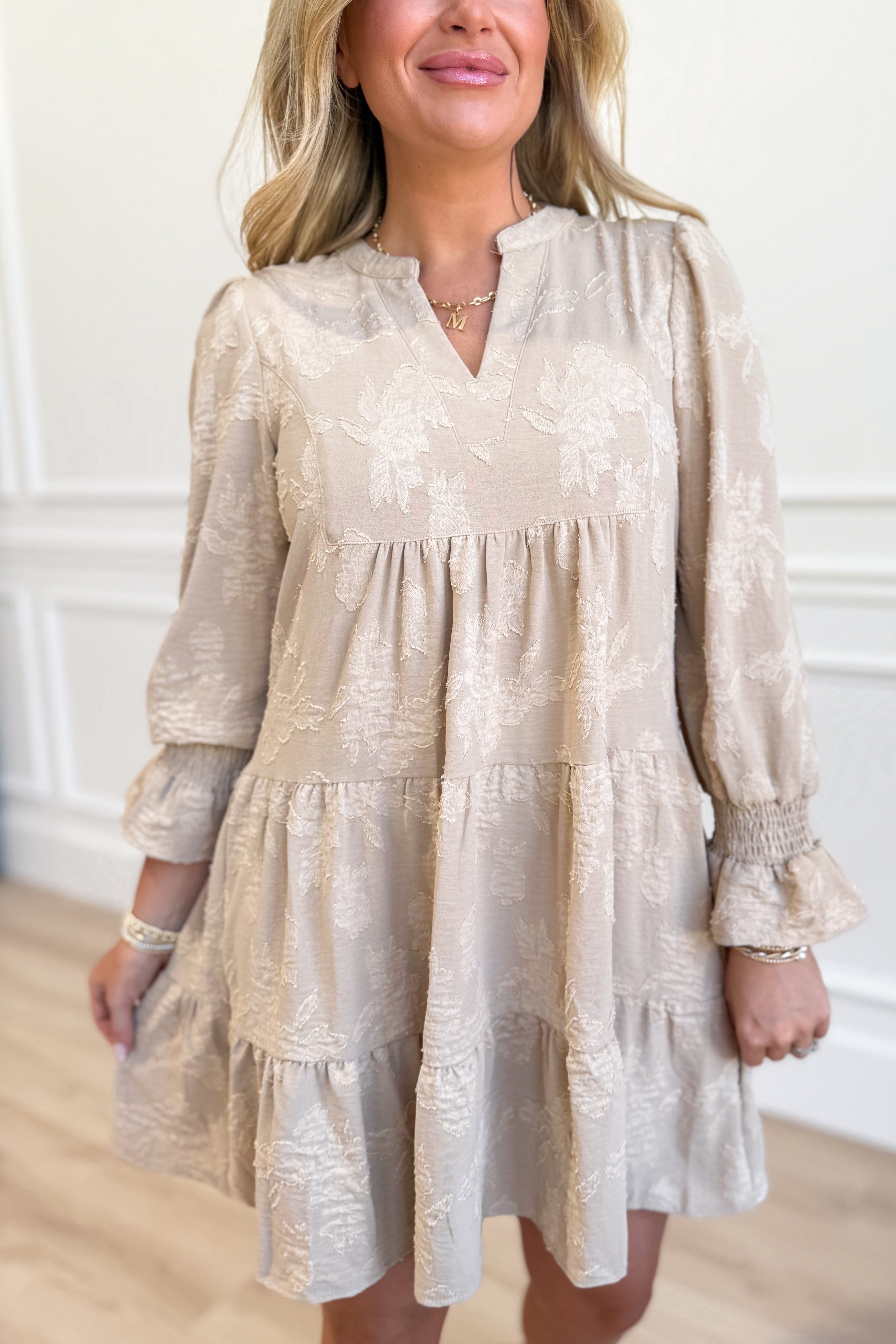 Steph Jacquard Tiered Dress - Be You Boutique