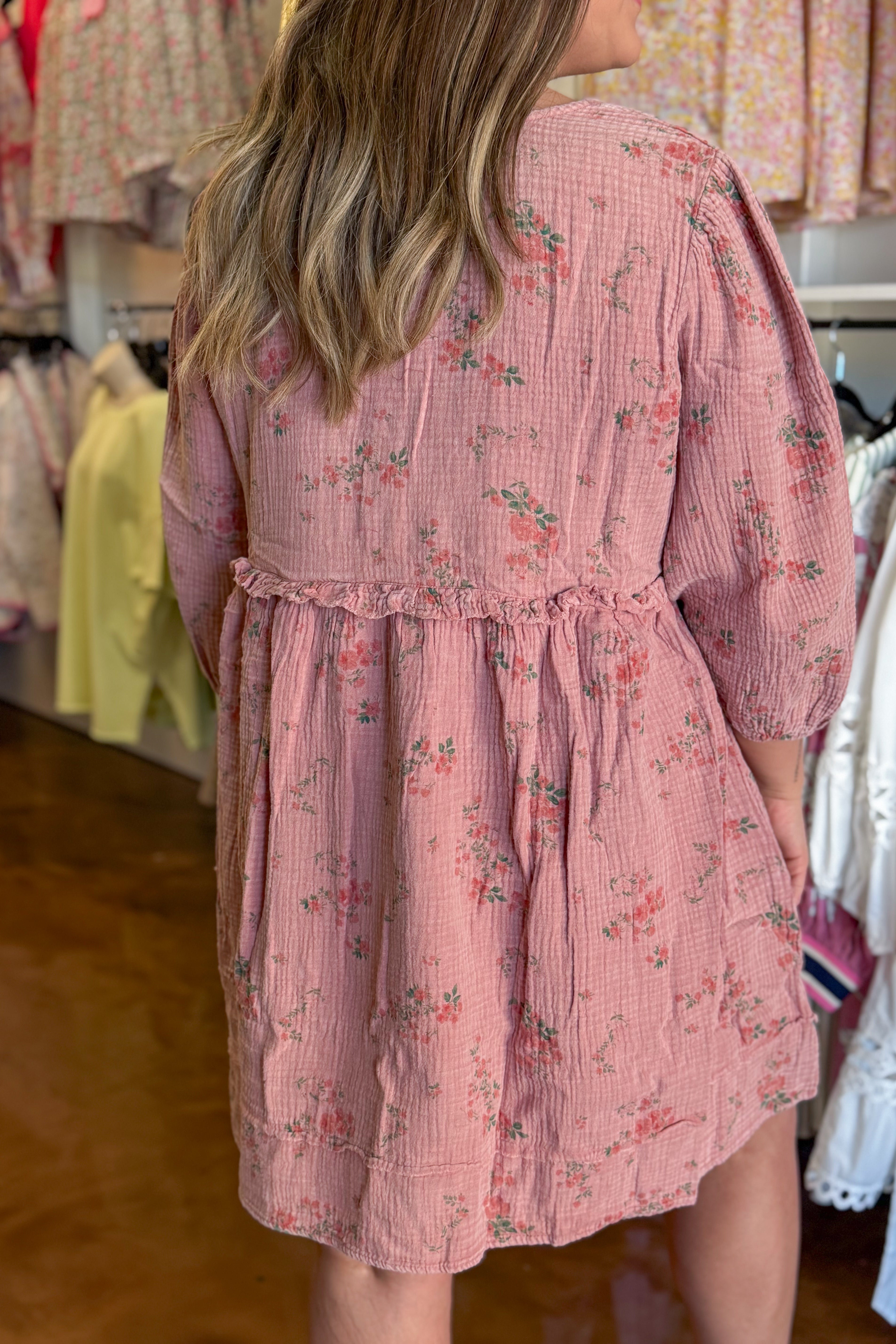 Karen Floral Mineral Washed Babydoll Dress - Be You Boutique