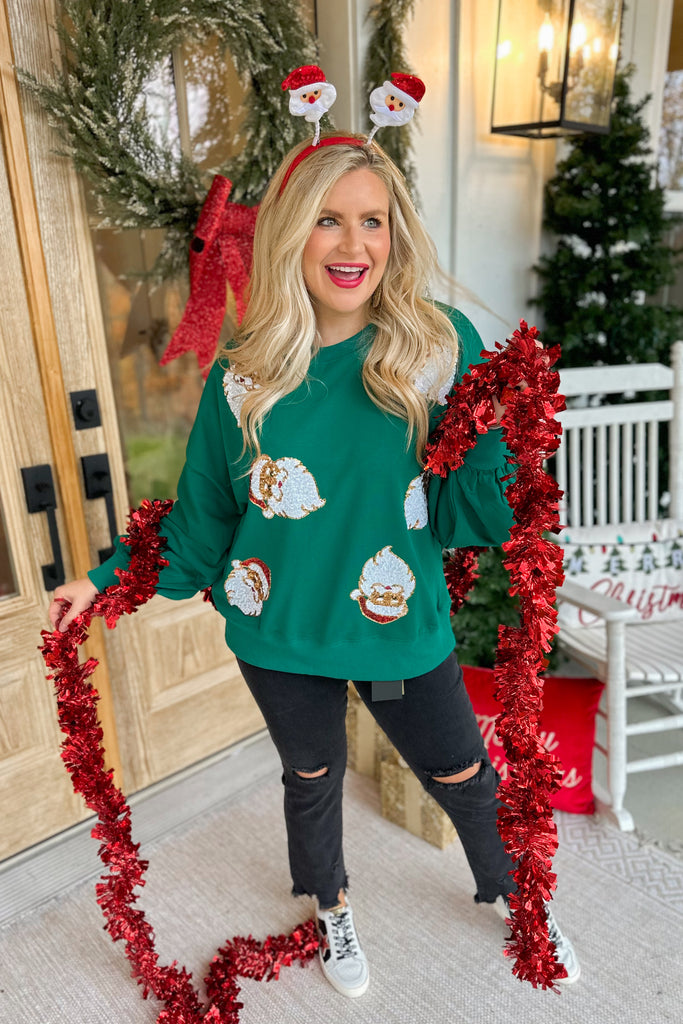 Santa Sequine Loose Fit Sweatshirt Top - Be You Boutique