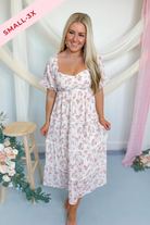 Sharon Floral Square Neck Line Midi Dress - Be You Boutique