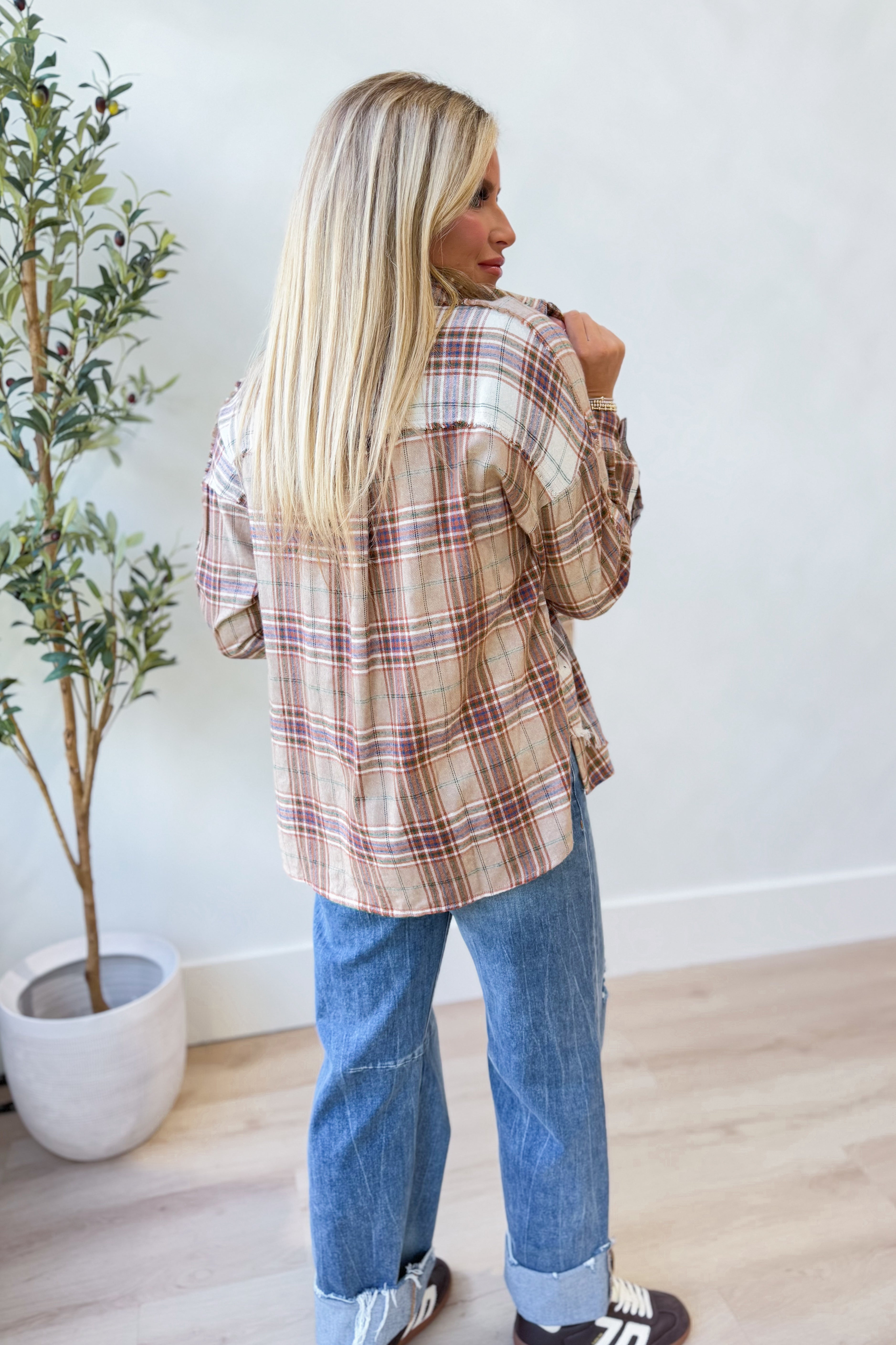 Simpson Plaid Button Down Flannel - Be You Boutique