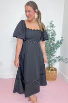 Brennley Puff Sleeve Ric Rac Trim Midi Dress - Be You Boutique