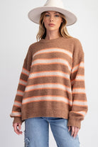 Hester Stripe Knit Long Sleeve Pullover Sweater - Be You Boutique