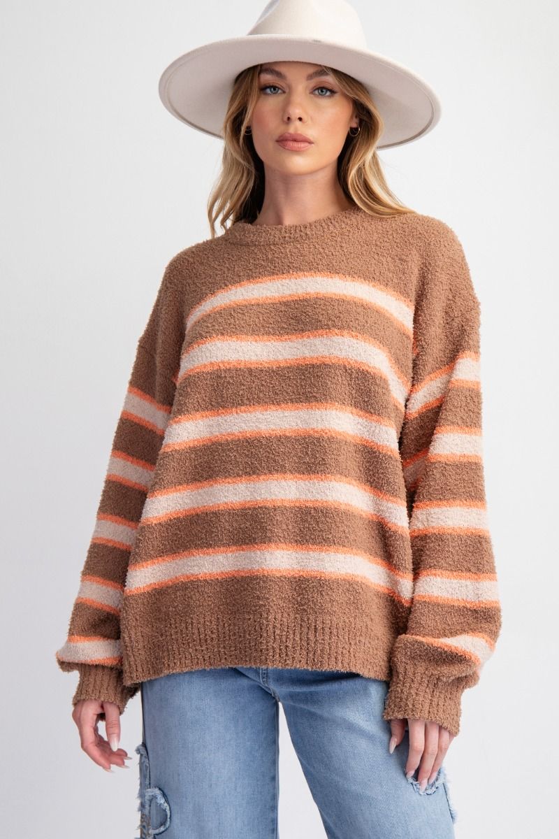 Hester Stripe Knit Long Sleeve Pullover Sweater - Be You Boutique