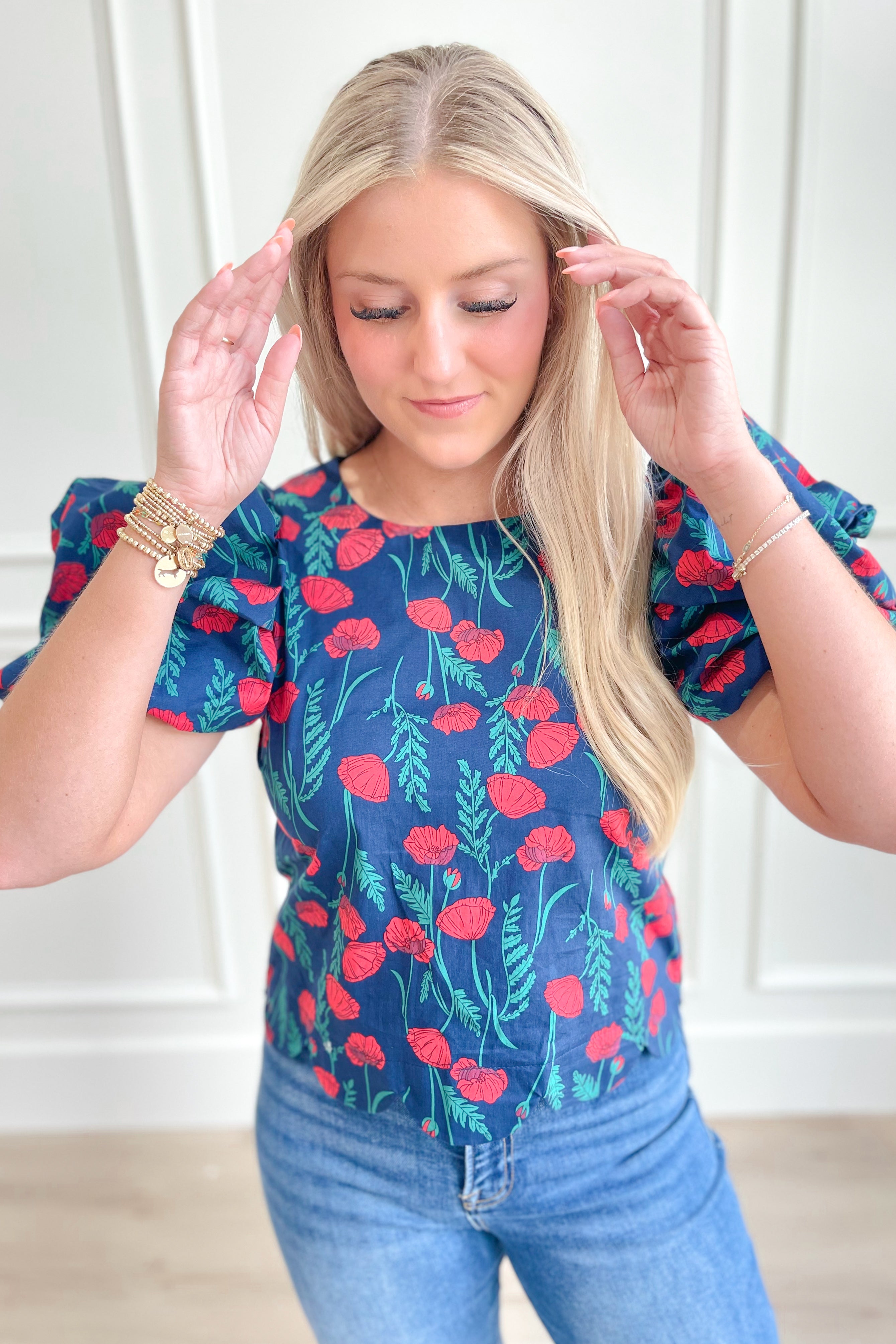 Natalie Floral Puff Sleeve Top - Be You Boutique