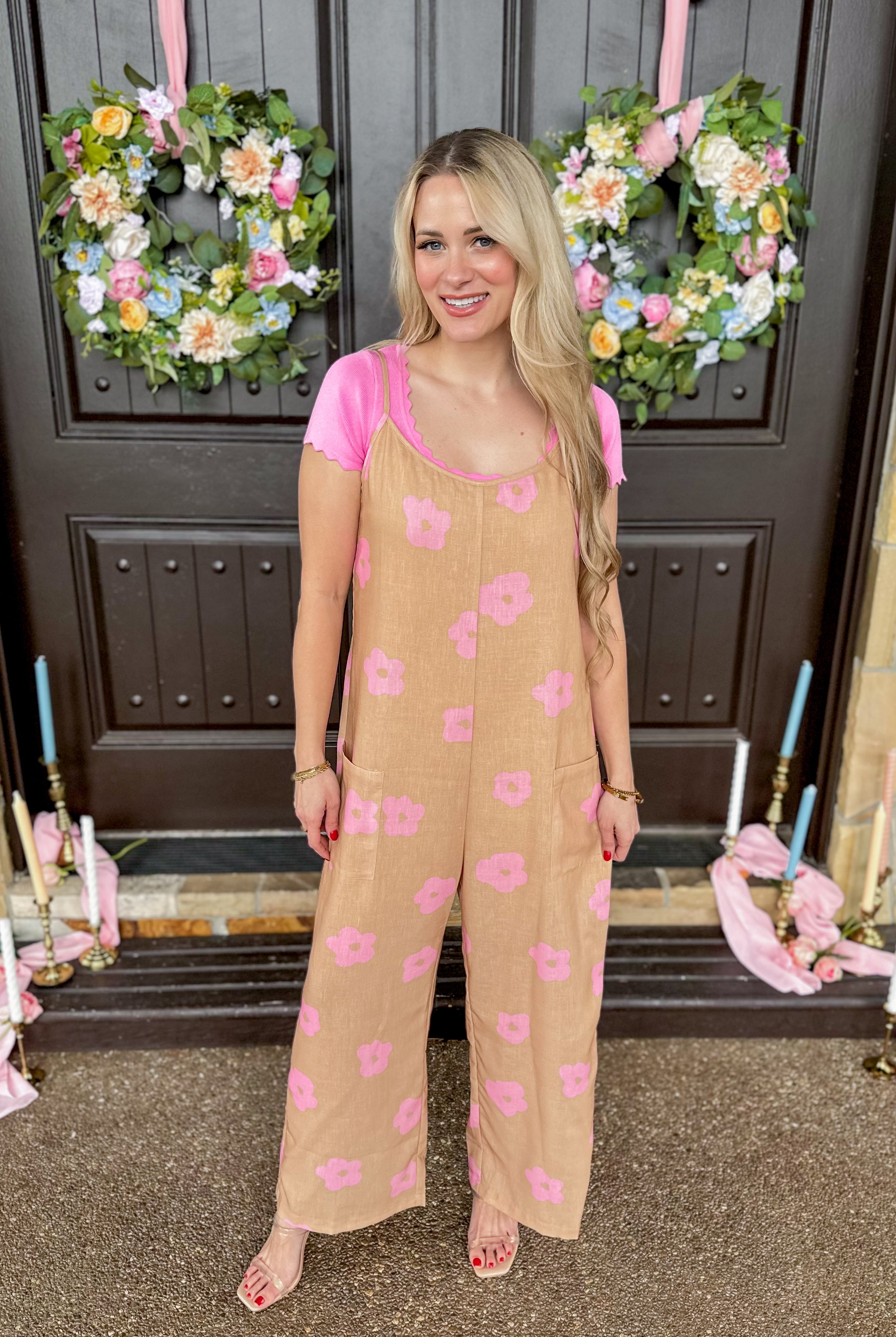 Shana Floral Print Jumpsuit With Pockets - Be You Boutique