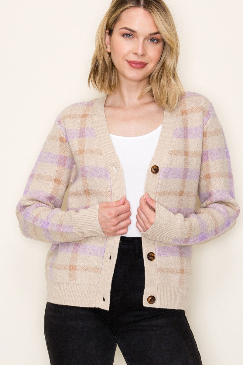 Casi Plaid Sweater Cardigan - Be You Boutique