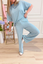 Logan Blue Mini Striped Casual Pant - Be You Boutique