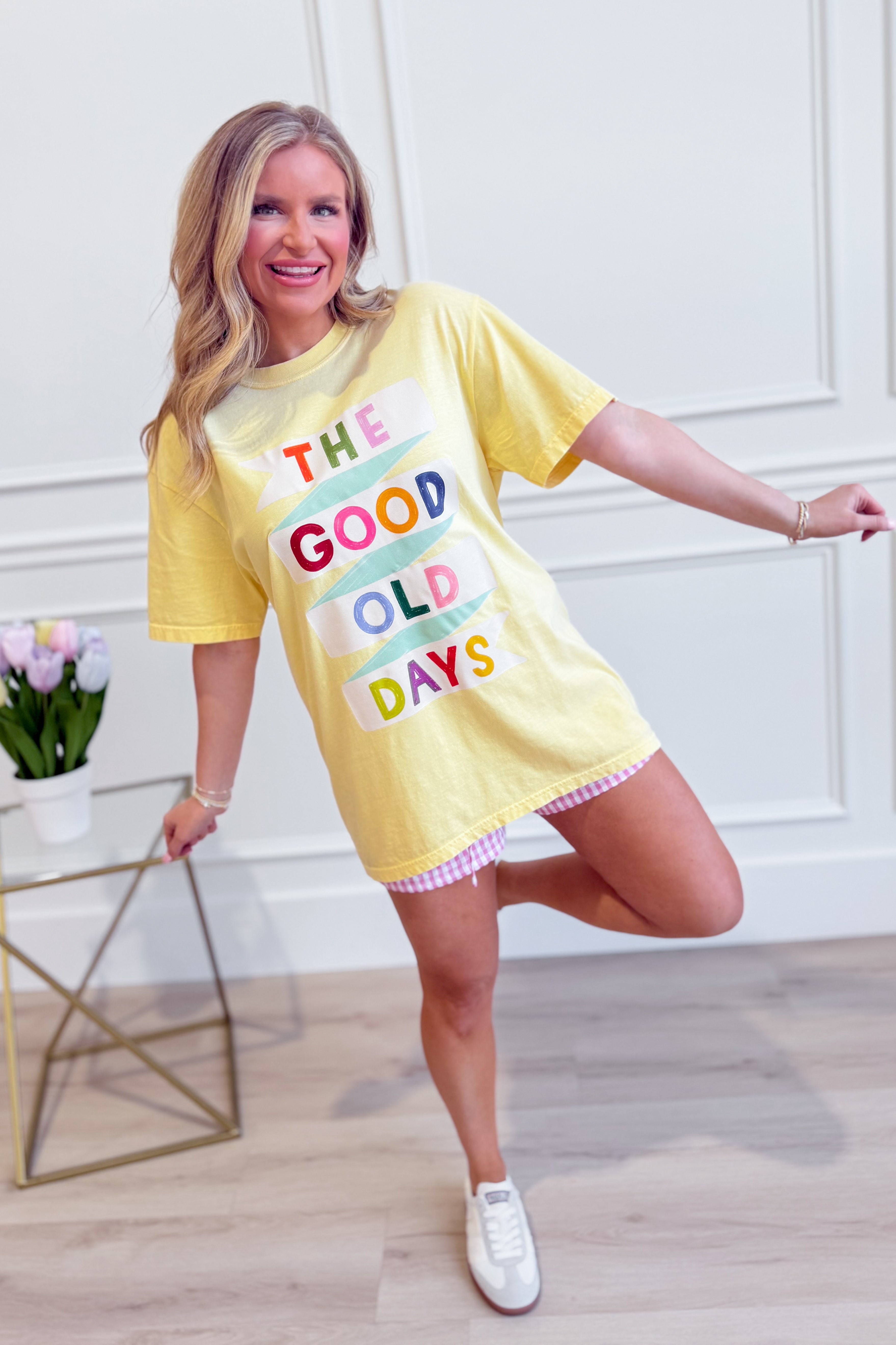 ETTA & EAST Good Old Days Graphic T-Shirt featuring vintage-inspired design and bold artwork on a casual cotton tee.