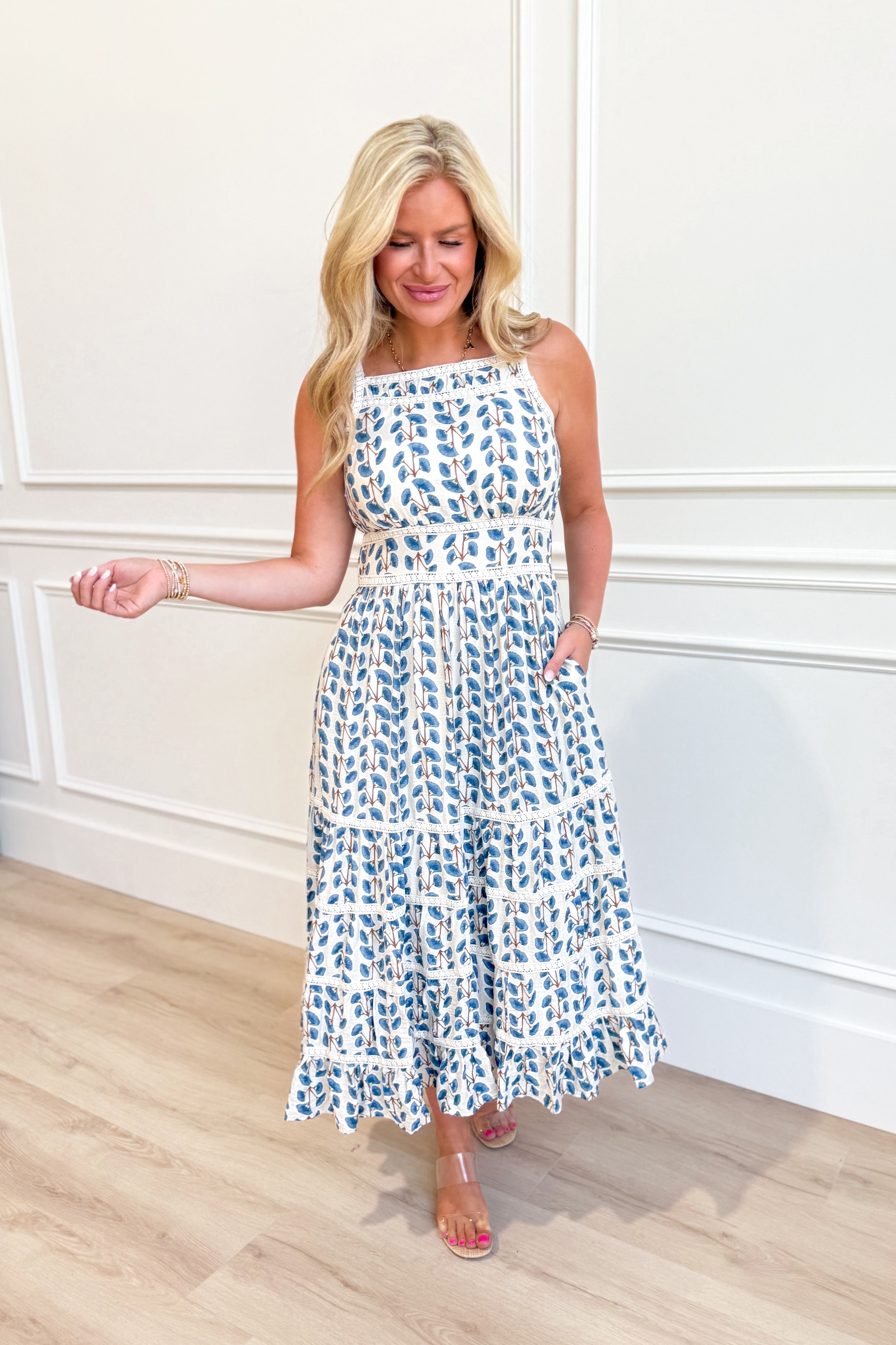 Loretta Sleeveless Woven Printed Tiered Dress - Be You Boutique