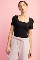 Kennedy Square Neck Short Sleeve Bodysuit - Be You Boutique