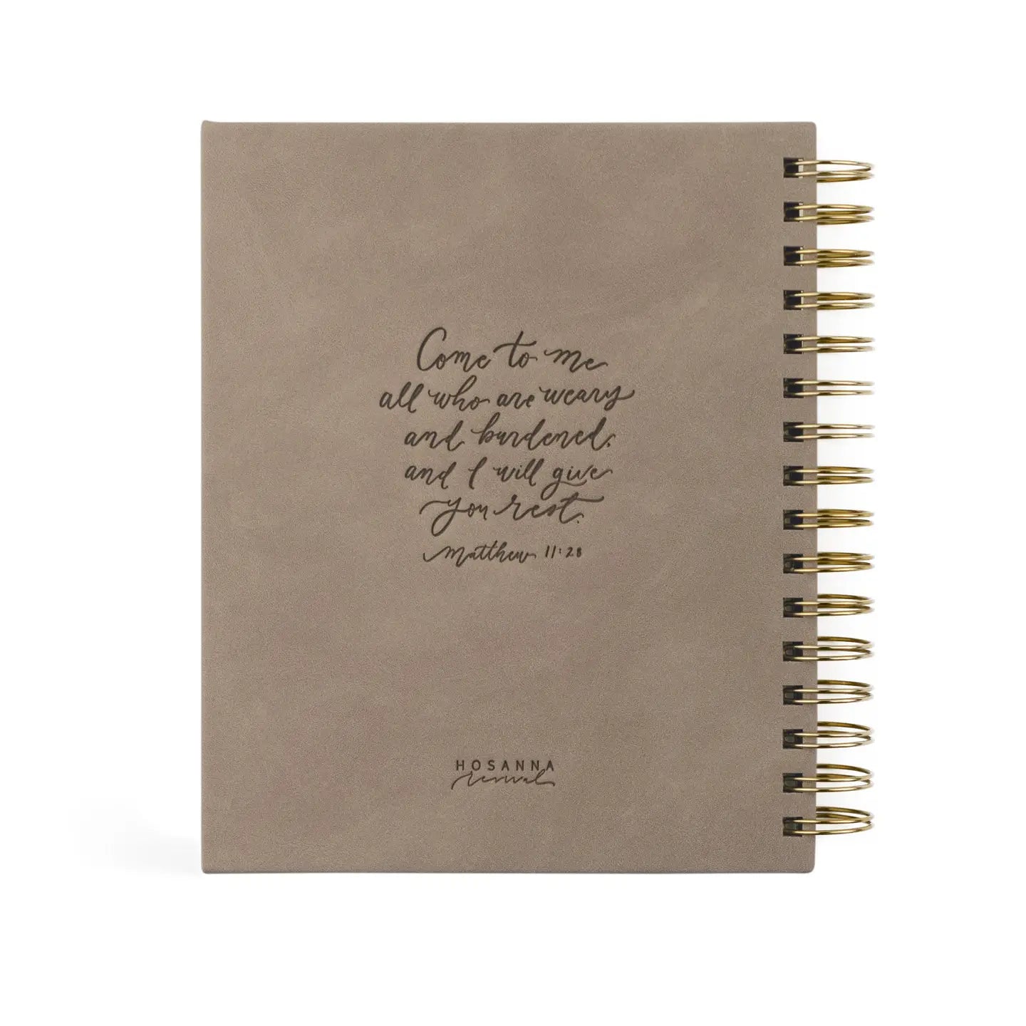 Undated 12-month planner by HOSANNA REVIVAL with a sleek cover, designed for organizing schedules and appointments.
