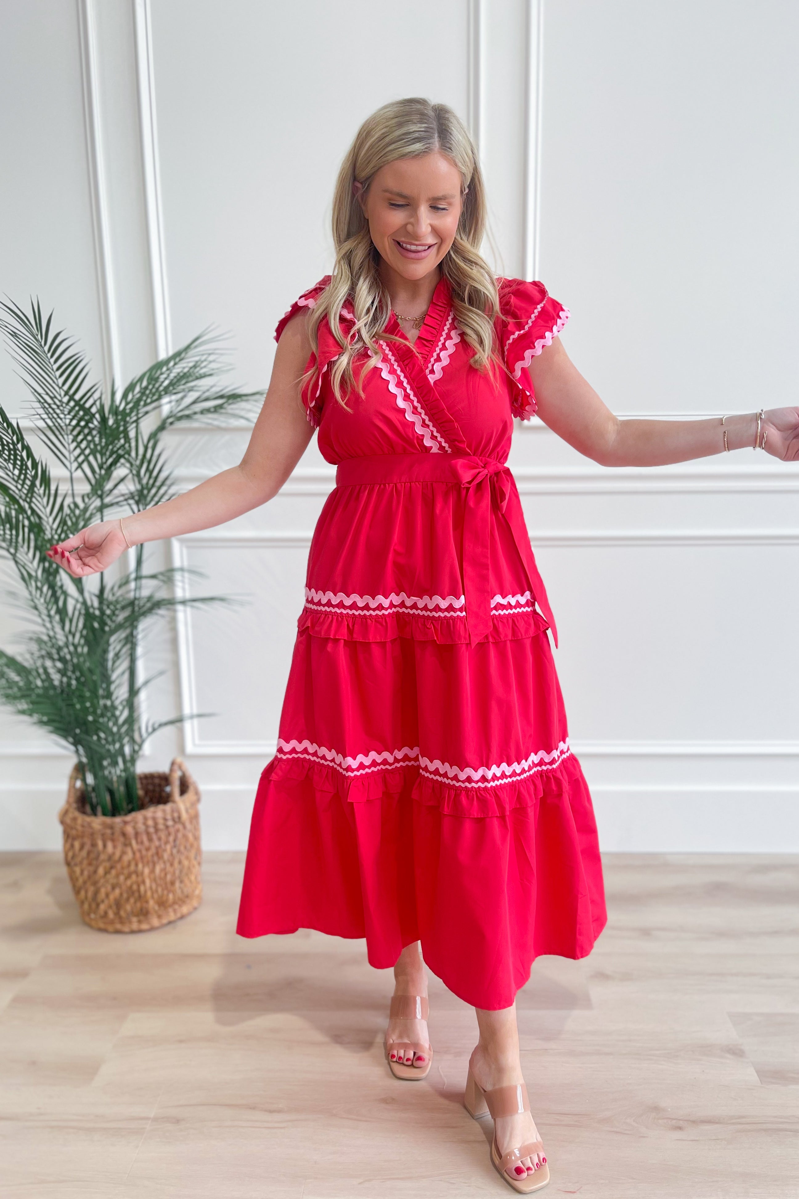 Courtney Ric Rac Trim Midi Dress - Be You Boutique
