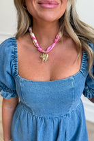 Pink Scarf 1.25" Multi Charm Necklace - Be You Boutique
