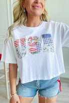 George Mixed Pattern Patched USA Top - Be You Boutique