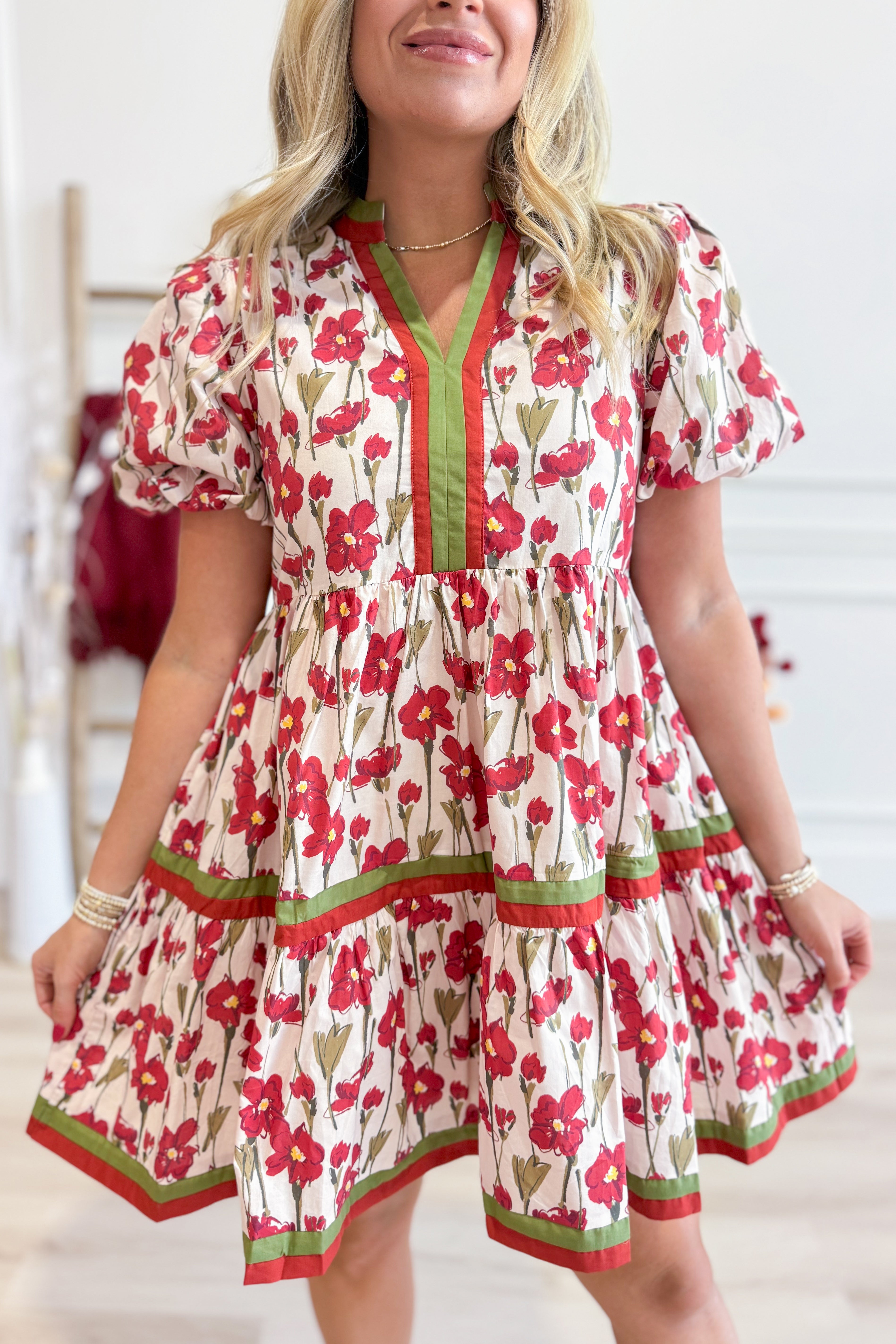 Pamela Floral Puff Sleeve Dress - Be You Boutique