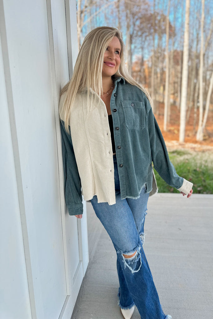 Melvin High Low Color Block Corduroy Jacket - Be You Boutique