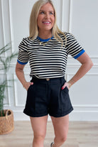 Beth Striped Peplum Sleeve Top - Be You Boutique