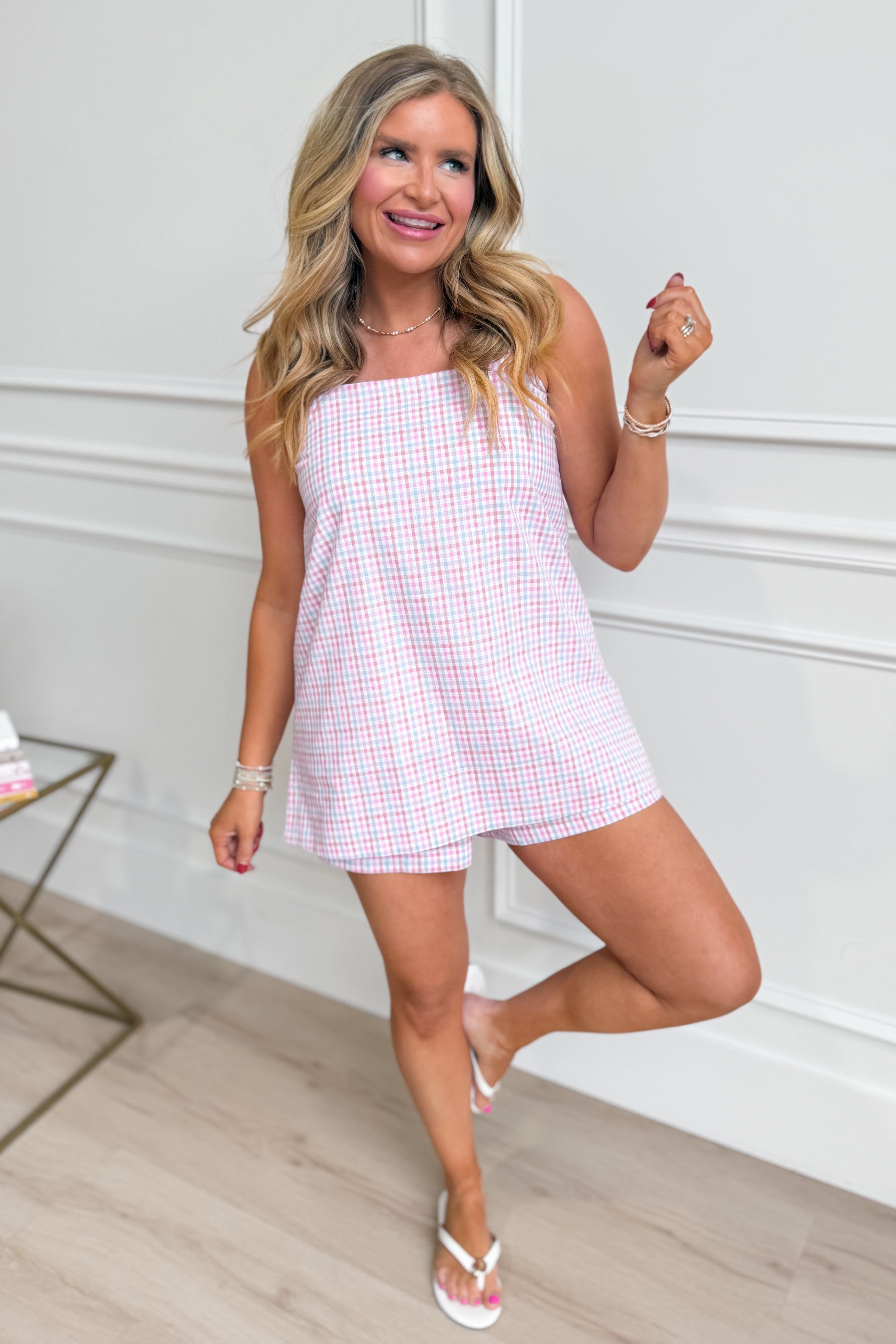 Wishlist Cami Plaid Short Set with 152 shorts, featuring a stylish plaid pattern and comfortable fit.