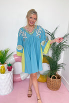 Tucker Embroidered 3/4 Sleeve Dress - Be You Boutique