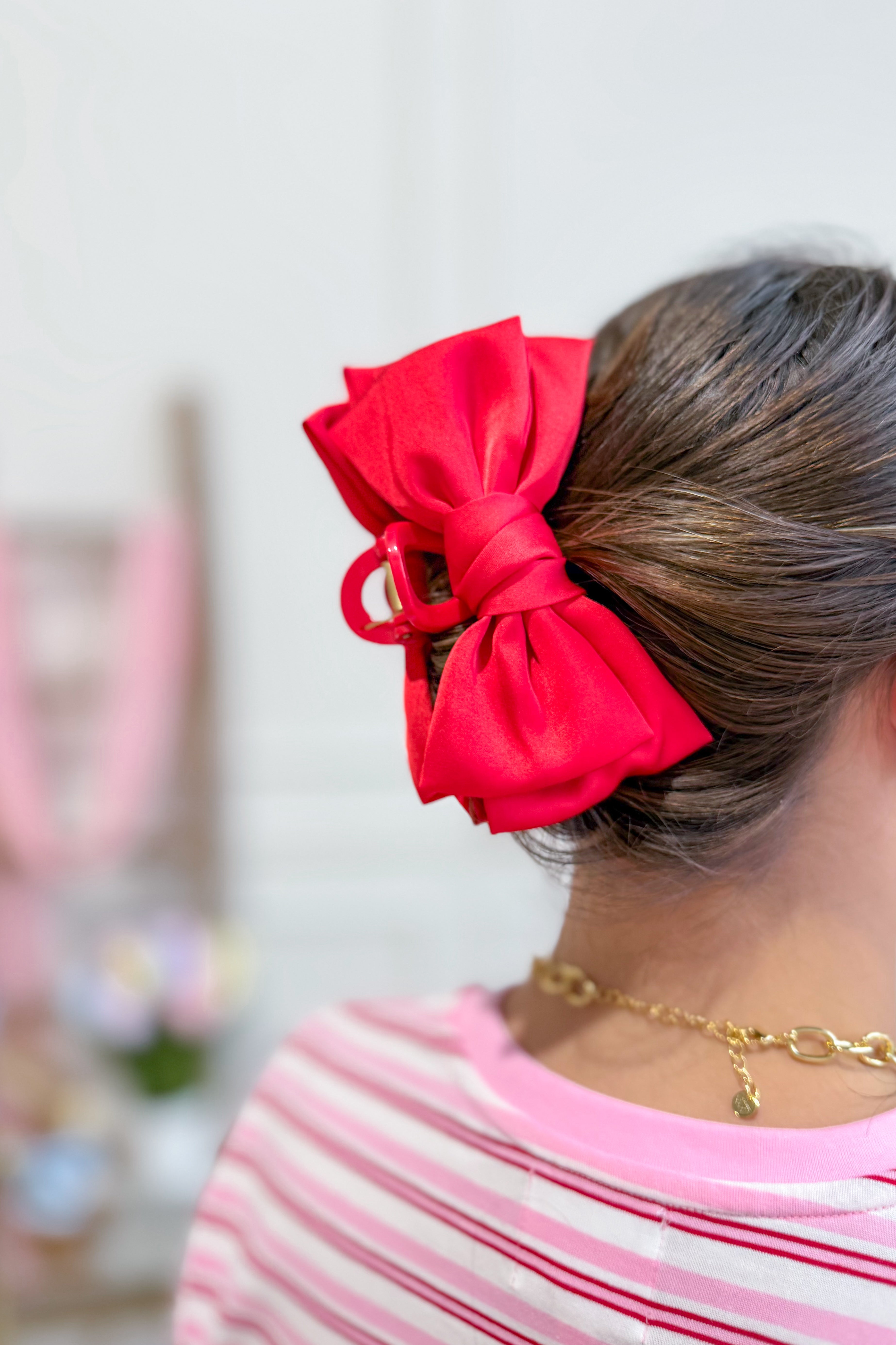 Red Darling Satin Bow Claw Clip - Be You Boutique